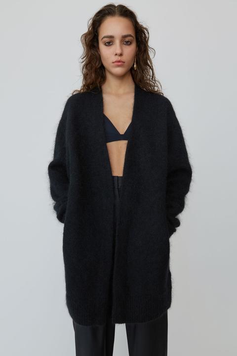 Flauschiger Mohair-cardigan Schwarz