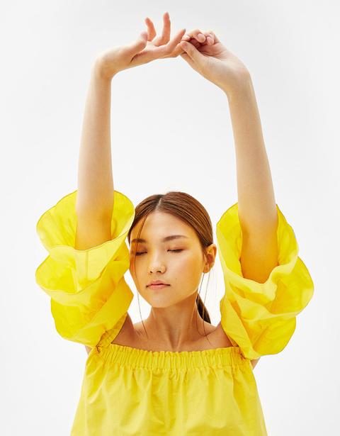 Blusa Mesonera Manga Volantes