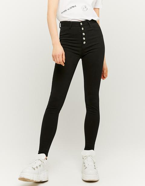 Pantalon Skinny Taille Haute Avec Boutons