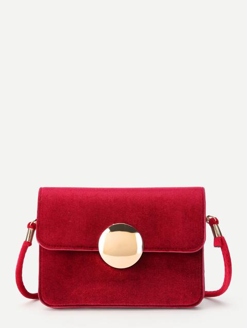 Round Magnetic Button Front Flap Crossbody Bag