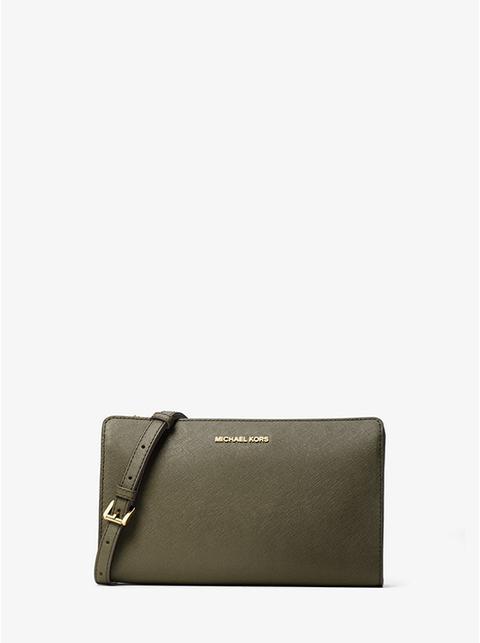 Jet Set Large Leather Crossbody Clutch