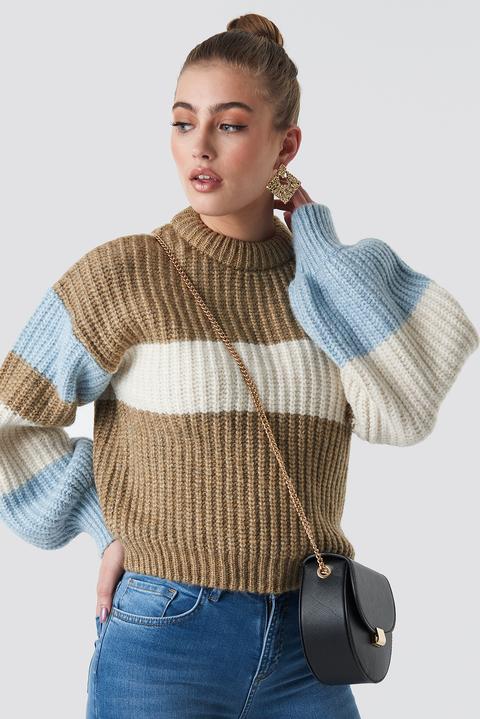Statement By Na-kd Influencers Louise Jorge Sweater - Beige,blue