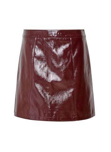 Womens Lola Skye Burgundy Vinyl Skirt - Red, Red