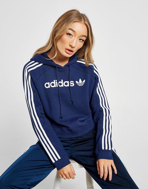 Adidas Originals 3-stripes Linear Overhead Hoodie - Only At Jd - Bleu, Bleu