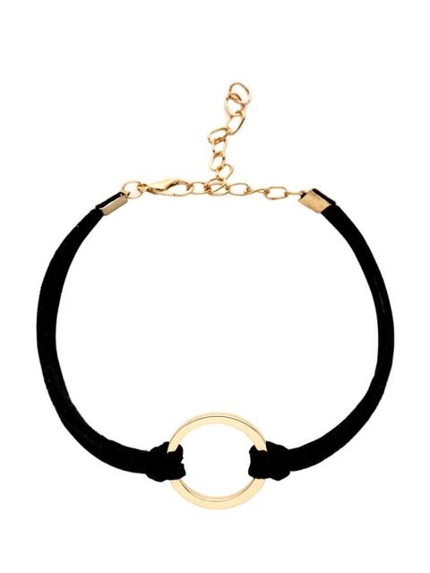 Pulsera De Ante Con Adorno De Anillo - Negro