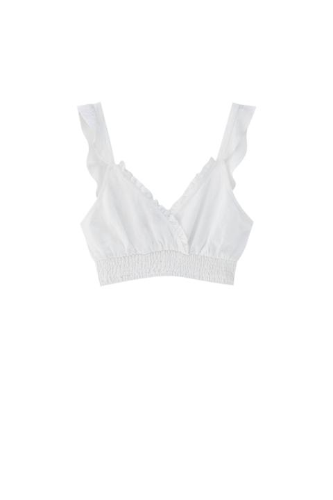 Top Blanco Cropped Tirantes Volantes