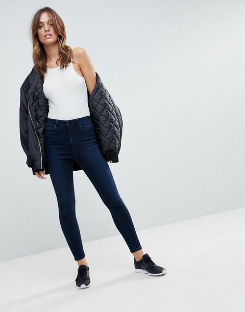 Asos Design - Ridley - Jeans Skinny A Vita Alta Lavaggio Blu Nero Vivienne - Blu