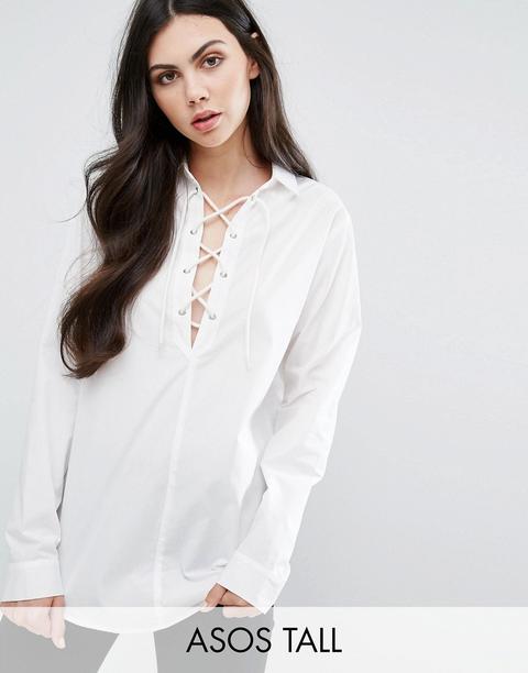 Camisa Con Cordones En El Cuello De Vero Moda Tall