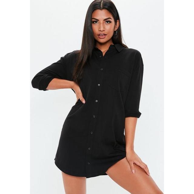 black jersey shirt dress