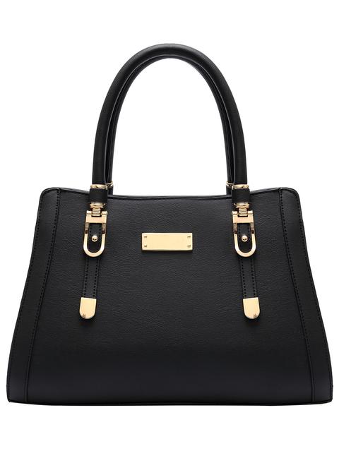 Bolso Piel Cremallera Hebilla Metálico-negro