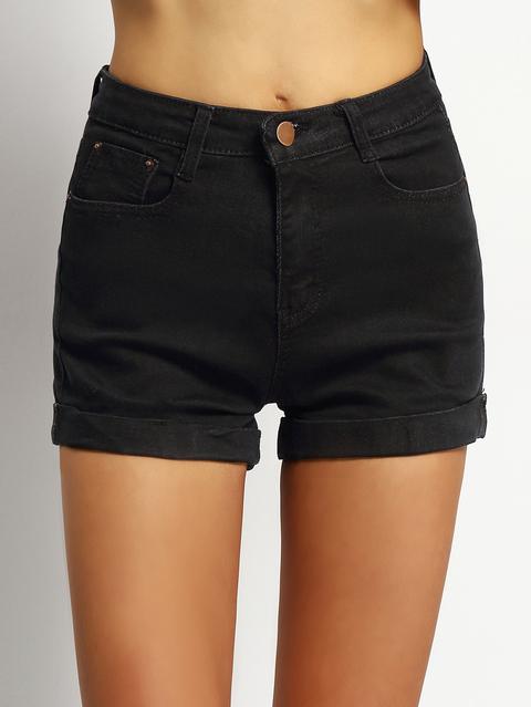 Short Denim Bolsillos-negro