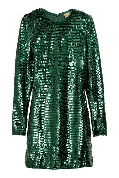 H & M - Vestido De Lentejuelas - Verde