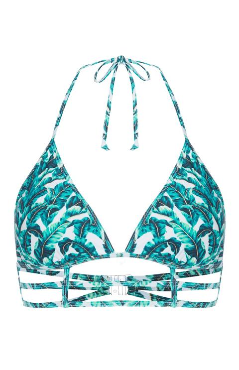 Top De Bikini Enrejado Motivo De Palmera