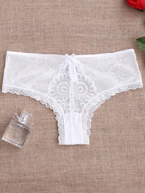 Lace Panel See Thru Thong Panties