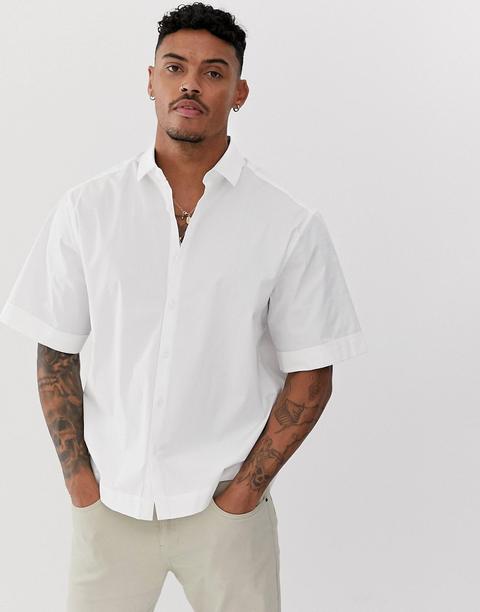 Camisa Blanca De Corte Cuadrado Y Holgado De Asos Design-blanco