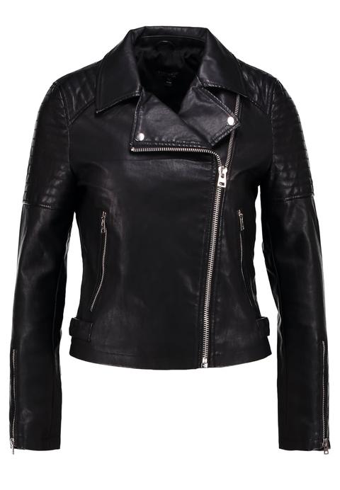 Topshop Blossom Biker Giacca In Similpelle Black