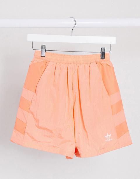 Adidas Originals Adicolor Large Logo Shorts In Coral-pink