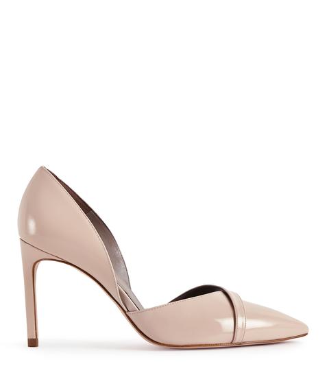 Reiss Georgia Patent - Patent Leather Point-toe Shoes In Nude