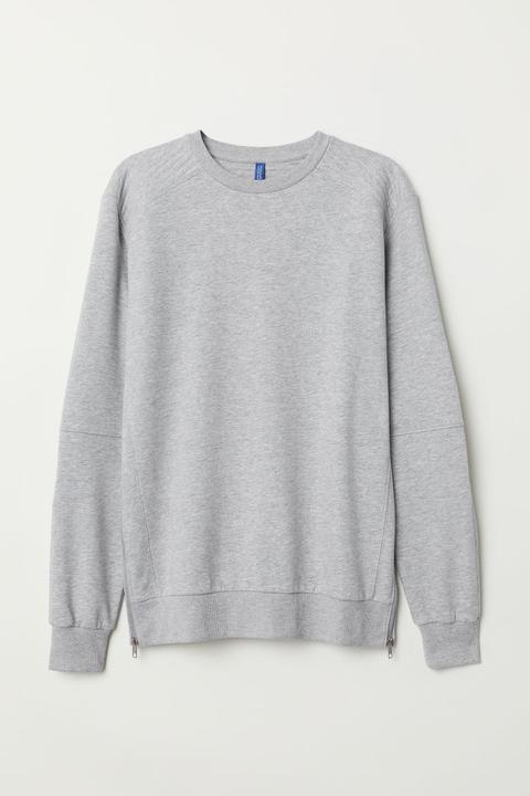 Sweat Avec Zips - Gris from H&M on 21 Buttons