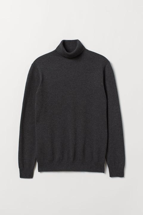 H & M - Fine-knit Polo-neck Jumper - Black