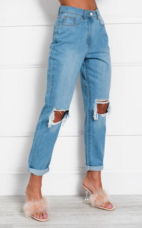 Beau Distressed Straight Leg Jeans In Light Wash