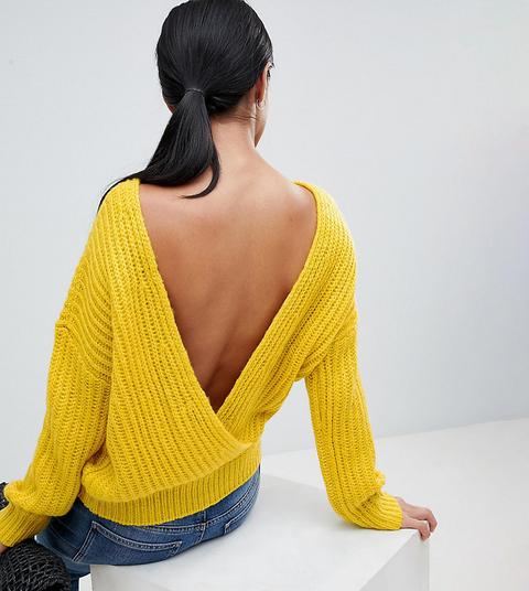 Jersey Grueso Con Cuello En V En La Parte Posterior De Asos Design Petite