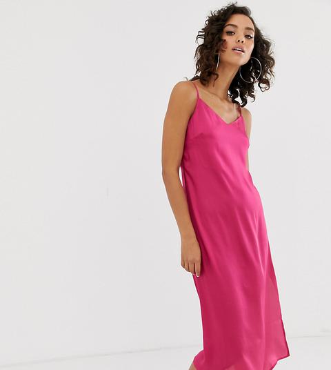 Na-kd Satin Slip Day Dress In Pink