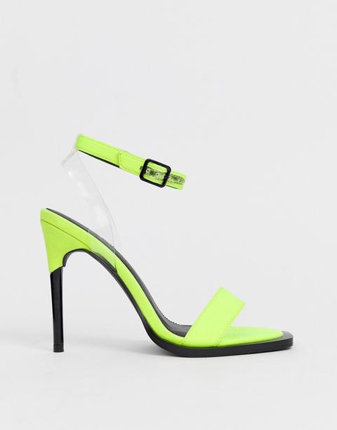 Asos Design - Harris - Sandali Effetto Nudo Verde Fluo Con Tacco - Verde