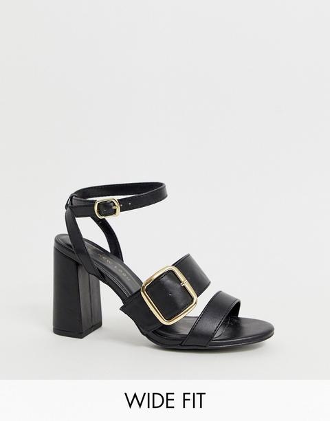 New Look Wide Fit - Sandali Neri Con Fibbie - Nero