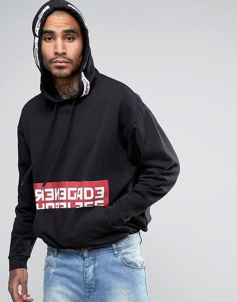 Sudadera Extragrande Larga Con Estampado En Negro De Asos