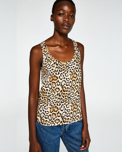 Sfera - Camiseta De Mujer De Leopardo Con Espalda Nadadora