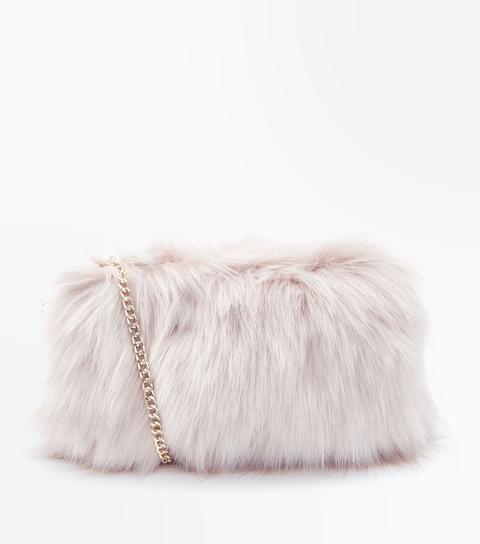 Nude Faux Fur Cross Body Bag