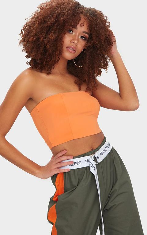 Helsa Tangerine Slinky Bandeau Crop Top, Tangerine