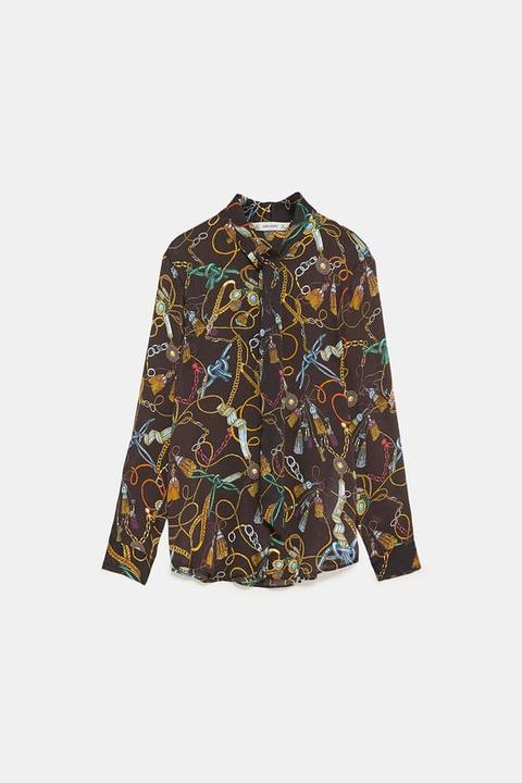 chain print blouse zara