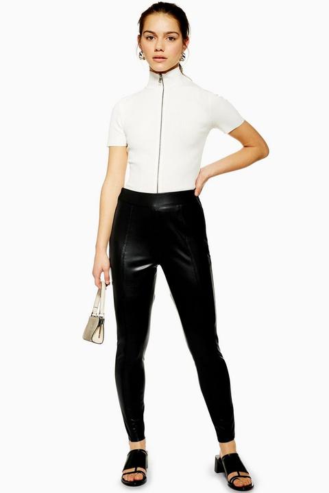 Petite Black Faux Leather Skinny Trousers