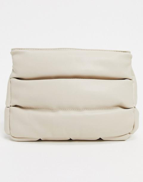 Asos Design Clean Clutch Bag In Off White Quilted Puff-neutral