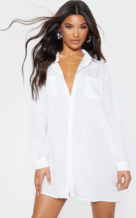 White Long Sleeve Shirt Dress