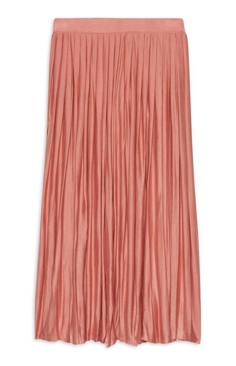 Blush Pleat Midi Skirt