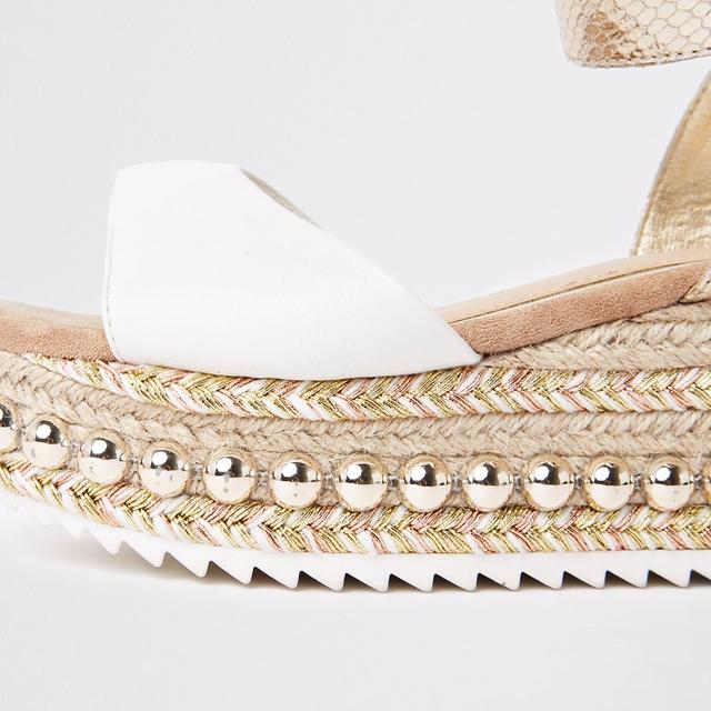 River island beige clearance studded flatform espadrille wedges