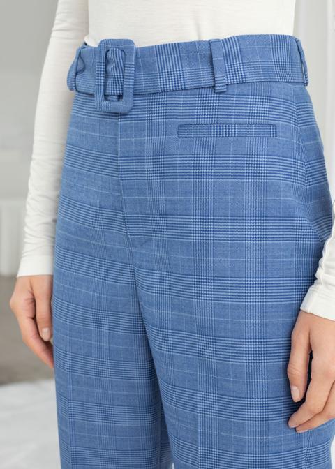 Belted Plaid Trousers