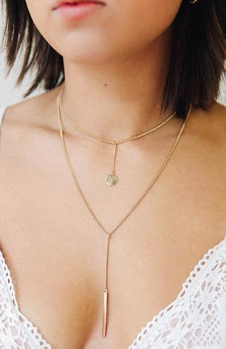 Duo Drop Necklace - Gold