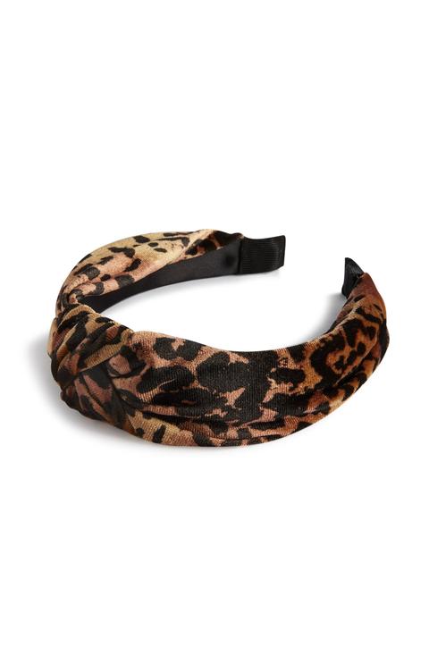 Velvet Leopard Print Knot Headband