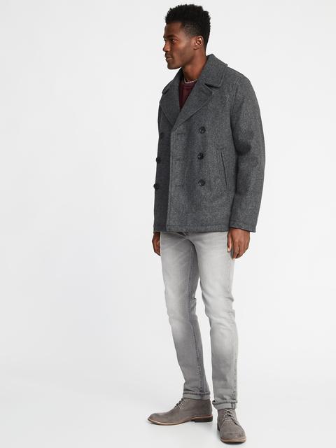 old navy long soft brushed peacoat