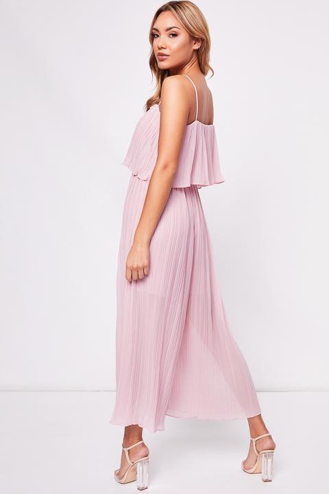 pink pleated jumpsuit