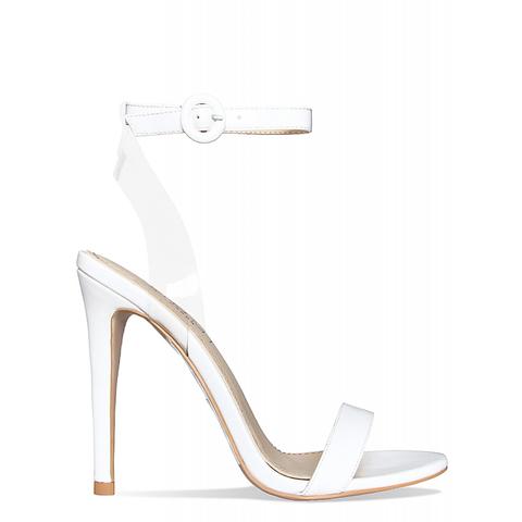Tori White Patent Barely There Clear Heels