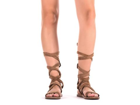 Sandalias De Mujer En Piel Marrón Camel Daphne