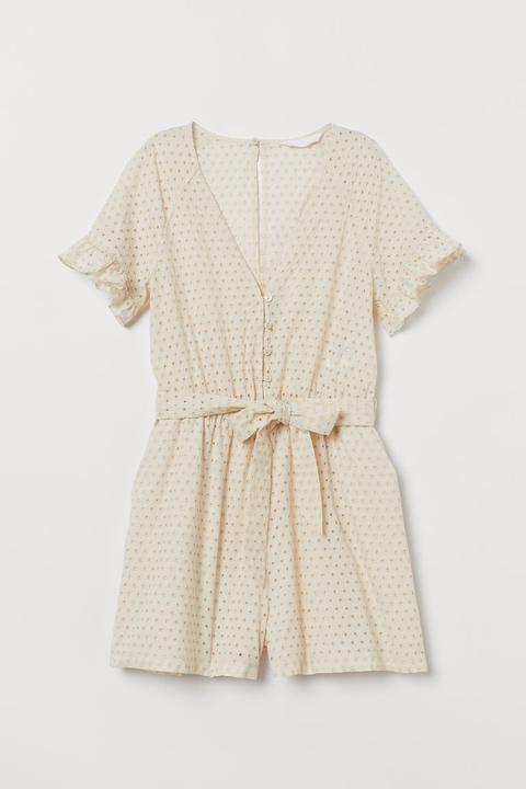 H & M - Tuta Corta Con Sangallo - Bianco