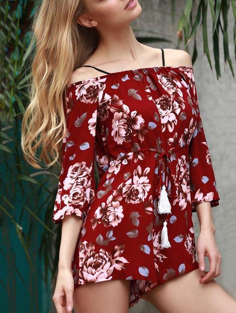 Floral Print Off The Shoulder Playsuit