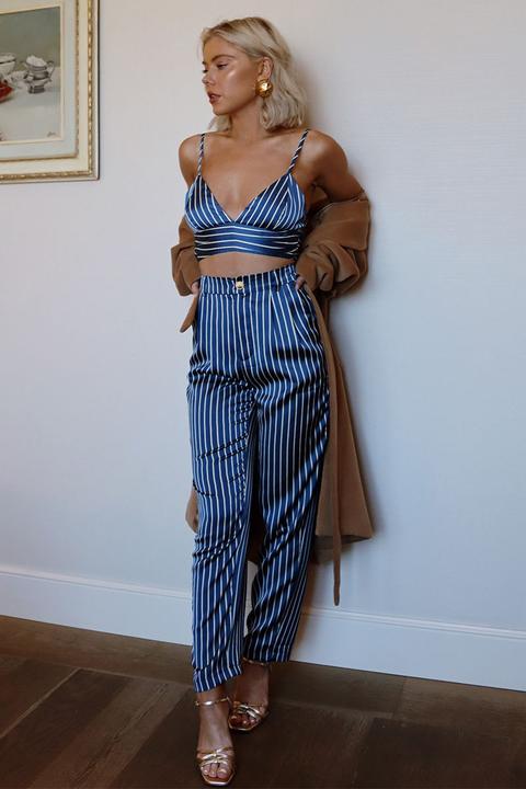 Blue Trousers - Laura Jade Navy 'the Bello' Stripe Trousers