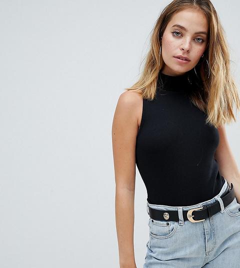 Asos Design Petite - Ärmelloser Body Mit Rollkragen